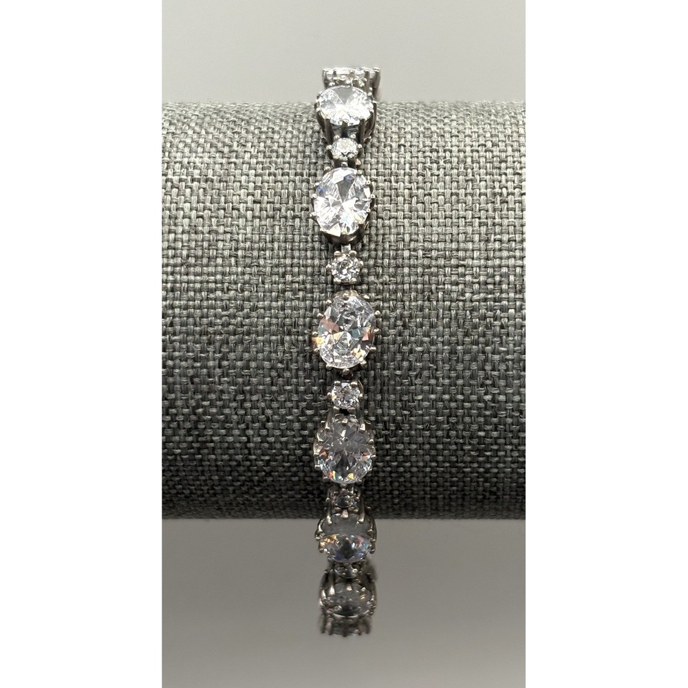 Stauer 925 Sterling Silver & Clear Cubic Zirconia 6.5MM Link Bracelet 7 3/8"